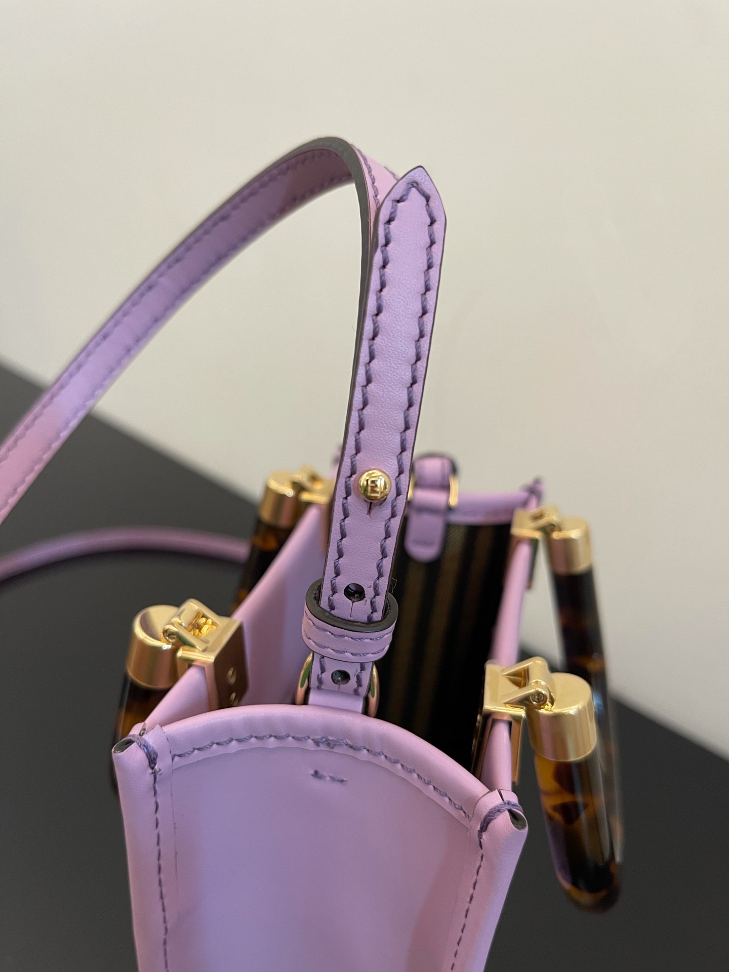 Fendi Mini Sunshine Shopper Lavender Purple Leather Bag